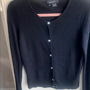 Karen Kane Black Cardigan with Crystal Buttons